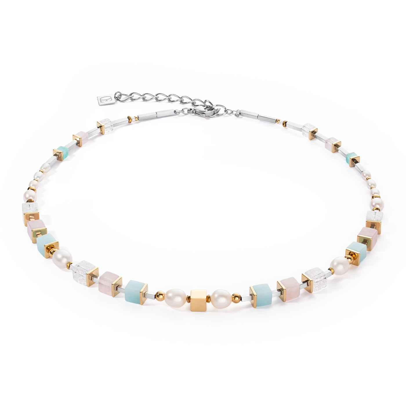 Coeur De Lion Classic Romantic Cubes Pearls Bicolour Necklace