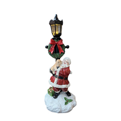 Christmas Figurine - Secret Christmas Santa Claus & Lamp Post