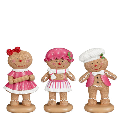 Christmas Figurine - Gingerbread People - 3 assorted
