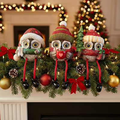 Christmas Ornaments - Secret Christmas Owl Shelf Sitters