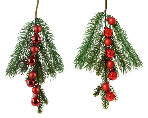Christmas Floristry Pick - Pine with Glass Baubles