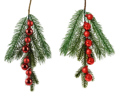 Christmas Floristry Pick - Pine with Glass Baubles