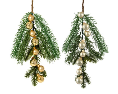 Christmas Floristry Pick - Pine with Glass Baubles