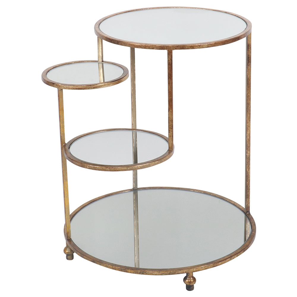 Fern Cottage Side Table - Tiered Gold Mirrored  **CLICK & COLLECT ONLY**