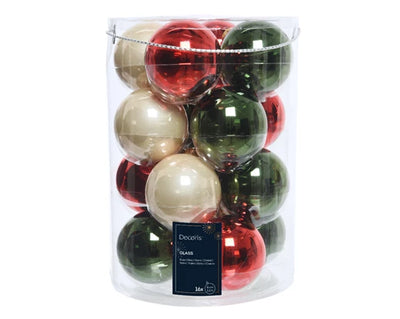 Shiny Glass Baubles Mix Box - Red/Green - Red/Gold **CLICK & COLLECT ONLY**