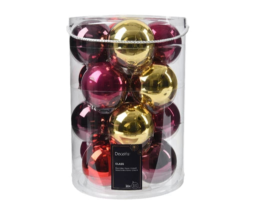 Shiny Glass Baubles Mix Box - Red/Green - Red/Gold **CLICK & COLLECT ONLY**