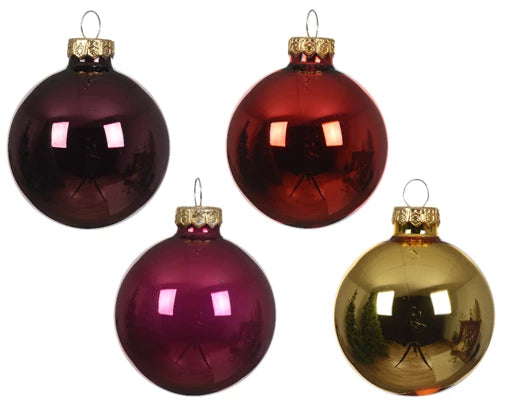 Shiny Glass Baubles Mix Box - Red/Green - Red/Gold **CLICK & COLLECT ONLY**