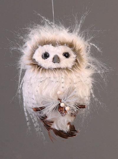 Christmas Tree Hanging Decoration - White Fluffy Woodland Owl