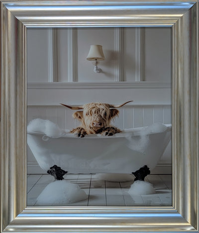 Framed Art on Glass - Bathroom Animals Collection - Champagne Scoup Frame ** CLICK & COLLECT ONLY**