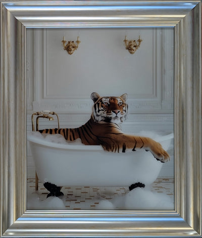 Framed Art on Glass - Bathroom Animals Collection - Champagne Scoup Frame ** CLICK & COLLECT ONLY**
