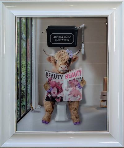 Framed Art on Glass - Bathroom Animals Collection - Champagne Scoup Frame ** CLICK & COLLECT ONLY**