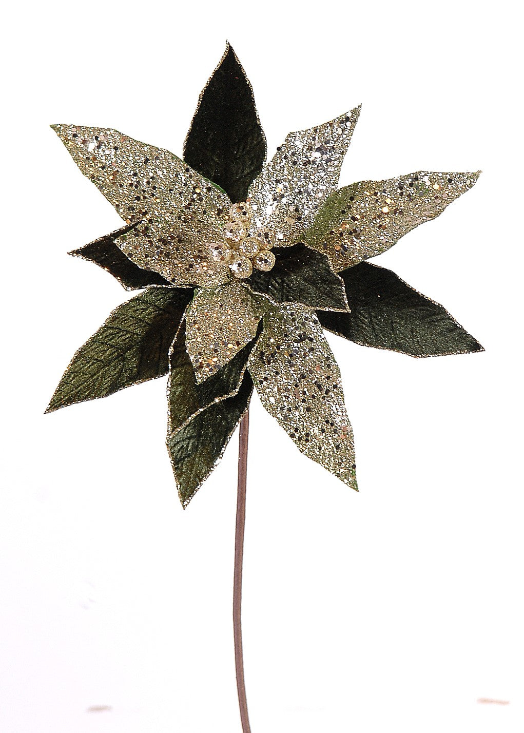 Dark Green & Gold Glitter Christmas Flower