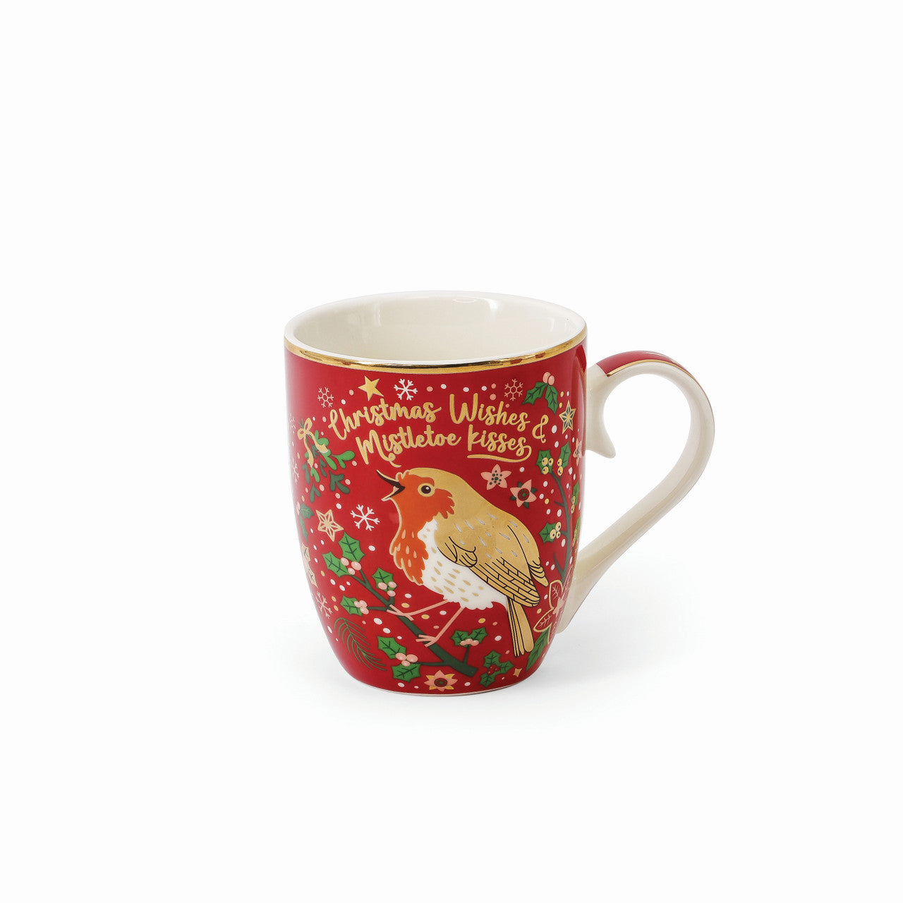 Tipperary Crystal Christmas Robins Mug - Set of 4