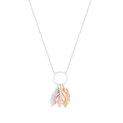 Tipperary Crystal Pendant - Feather Collection - Feather Three Tone