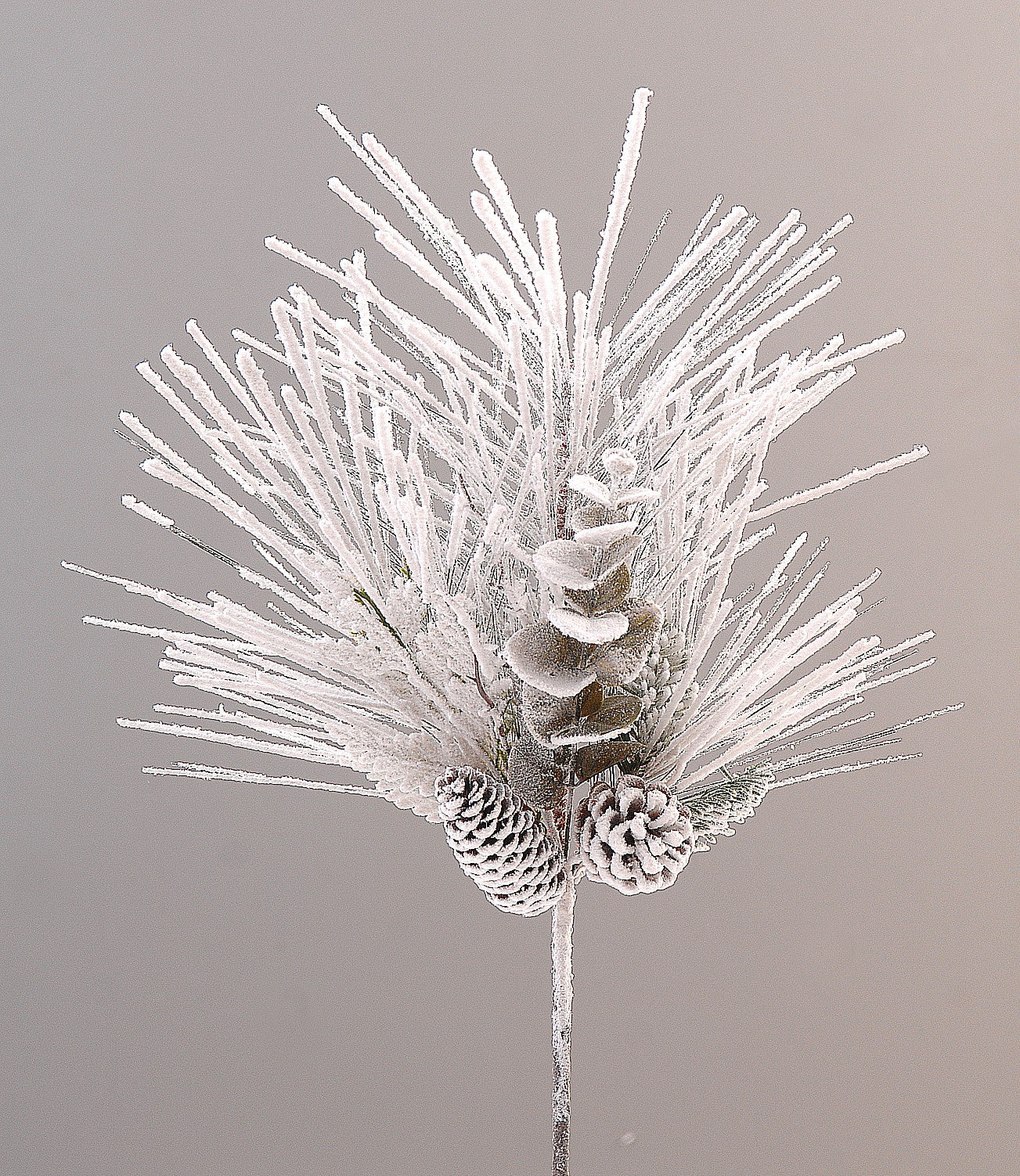 Winter White Christmas Branch with Pinecones