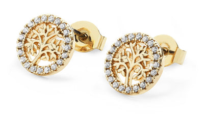 Tipperary Crystal Earrings - Tree of Life Collection - Circle Stud with CZ