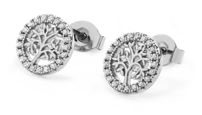 Tipperary Crystal Earrings - Tree of Life Collection - Circle Stud with CZ