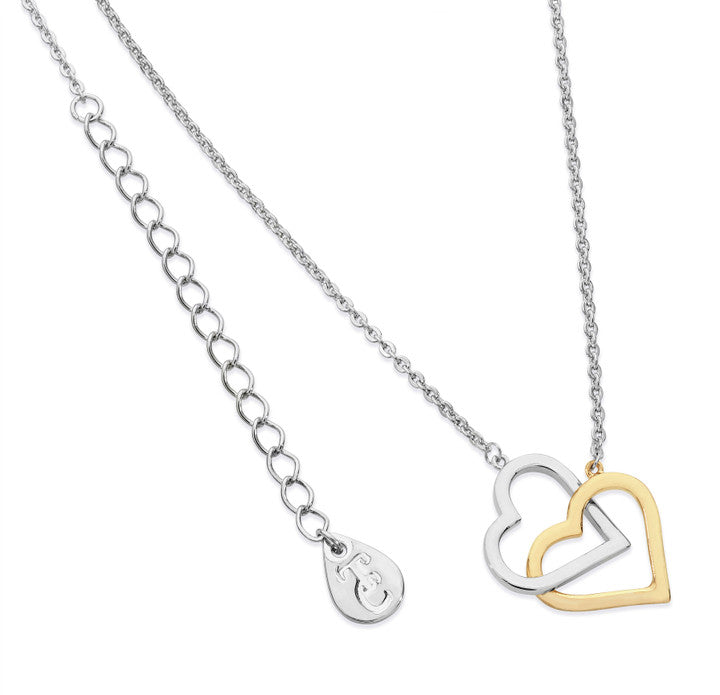 Tipperary Crystal Pendant - Heart Collection - Interlinked 2 Tone Heart
