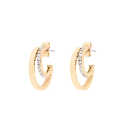 Tipperary Crystal Earrings - Hoop Collection - Silver Double with Crystals