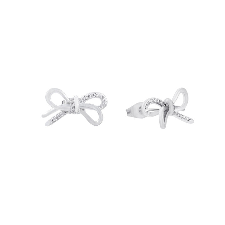 Tipperary Crystal Earrings - Bow Collection - Gold/Silver CZ Bow