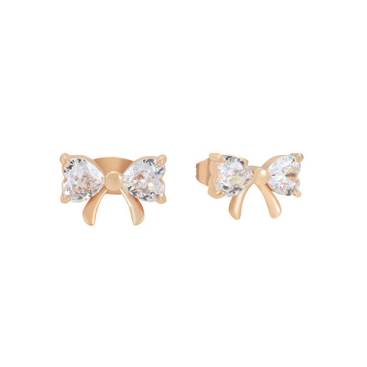 Tipperary Crystal Earrings - Bow Collection - Gold/Silver CZ Bow