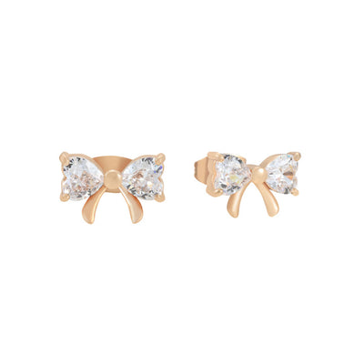 Tipperary Crystal Earrings - Bow Collection - Gold/Silver CZ Bow