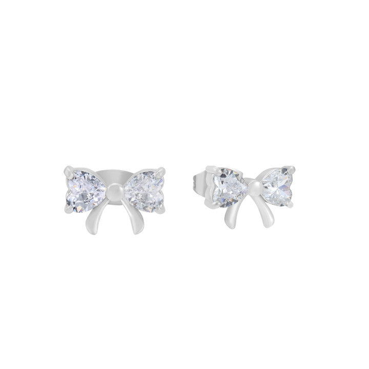 Tipperary Crystal Earrings - Bow Collection - Gold/Silver CZ Bow