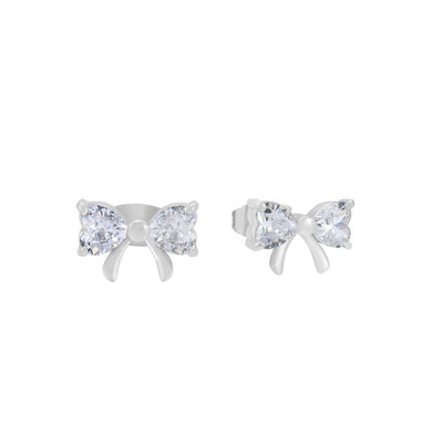 Tipperary Crystal Earrings - Bow Collection - Gold/Silver CZ Bow