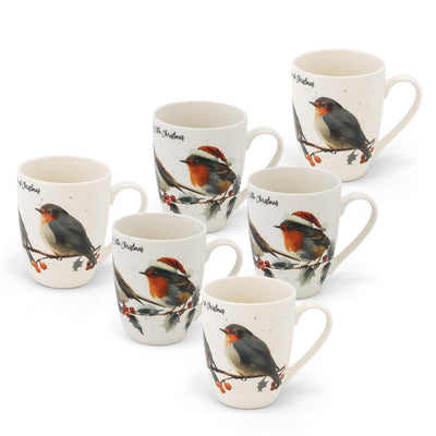 Tipperary Crystal Christmas Robins Mug - Set of 6