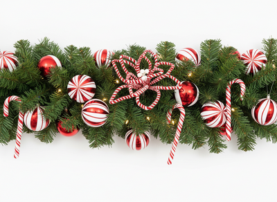 Christmas Floristry Pick - Red & White Candy Striped Poinsettia