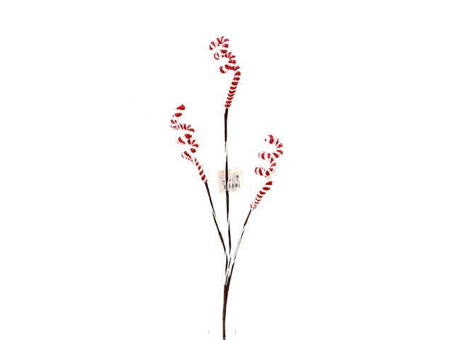 Christmas Floristry Stem - Red Candy Striped Spiral