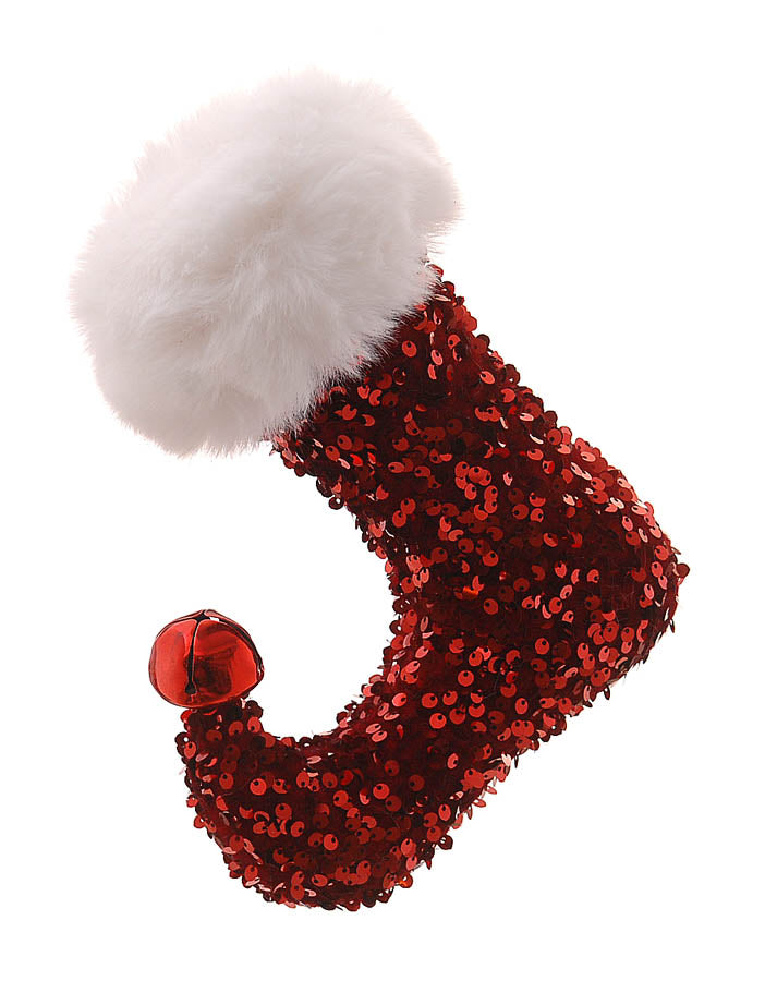 Christmas Tree Hanging Decoration - Red Tinsel Santa Hat/Boot