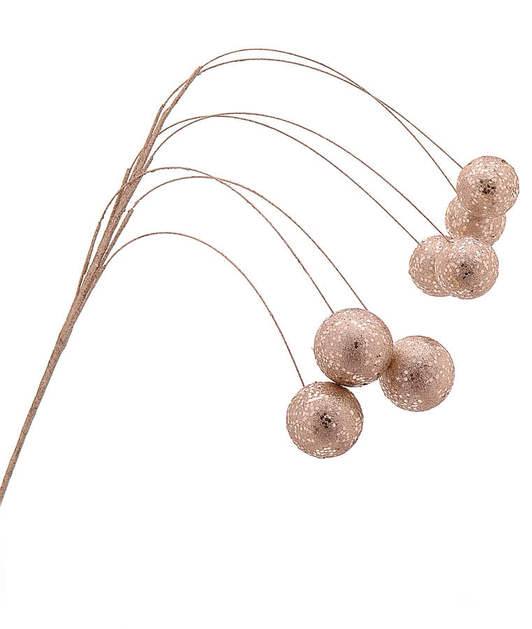 Christmas Floristry Stem -  Champagne Pure Wonder Ball Branch