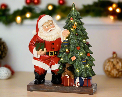 Santa & Christmas Tree LED Figurine