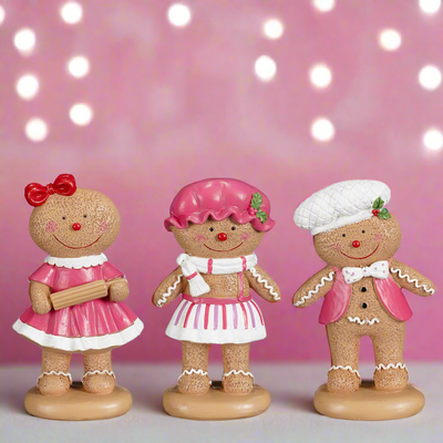 Christmas Figurine - Gingerbread People - 3 assorted