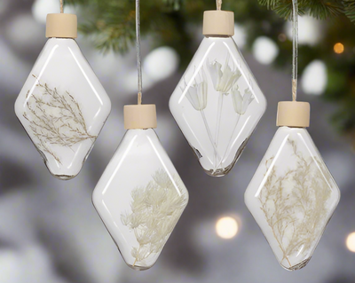 Glass Christmas Decoration with Dried Flowers