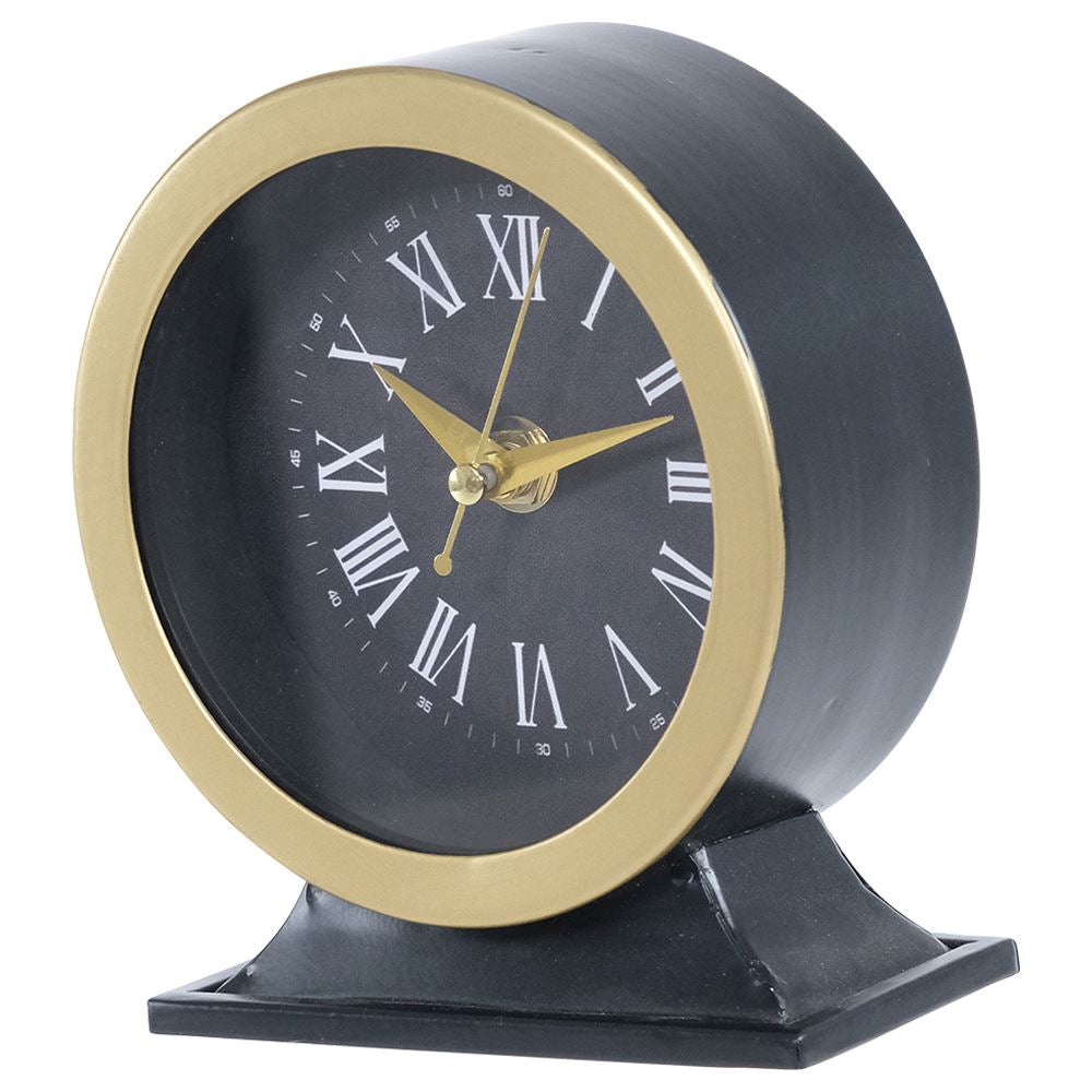 Fern Cottage Clock - Black & Gold Mantle