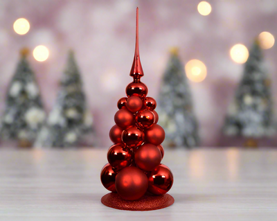 Christmas Ornament - Red/Green Glass Bauble Christmas Tree