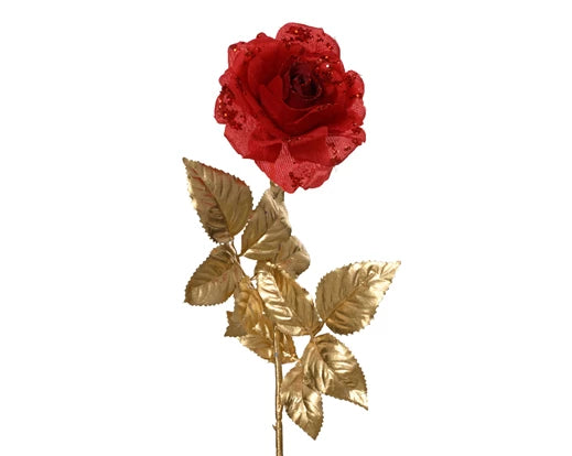 Floristry Stem - Velvet Rose with Gold Stem