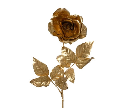 Floristry Stem - Velvet Rose with Gold Stem