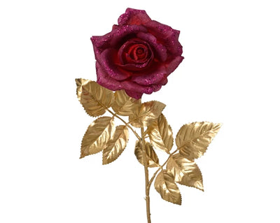 Floristry Stem - Velvet Rose with Gold Stem