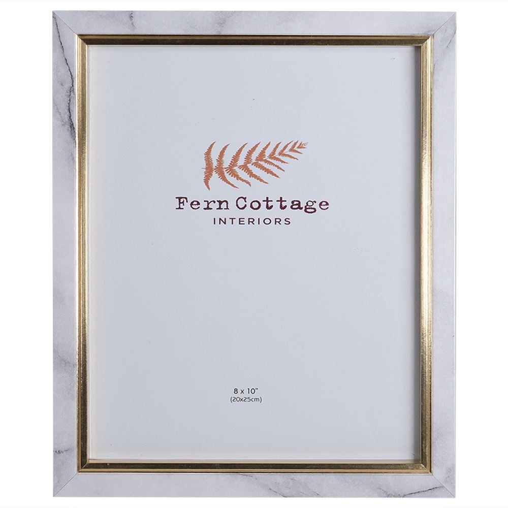 Fern Cottage Photo Frame - White Marble Effect with Gold Inlay