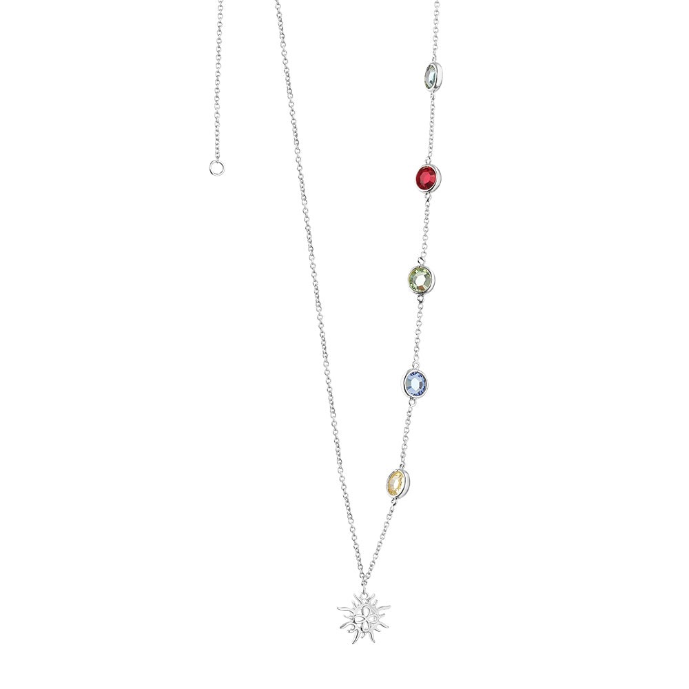 Newbridge Silverware Necklace - Sun Charm & Multi Coloured Stones by Amy Huberman