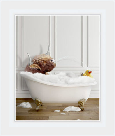 Framed Art on Glass - Bathroom Animals Collection - Champagne Scoup Frame ** CLICK & COLLECT ONLY**
