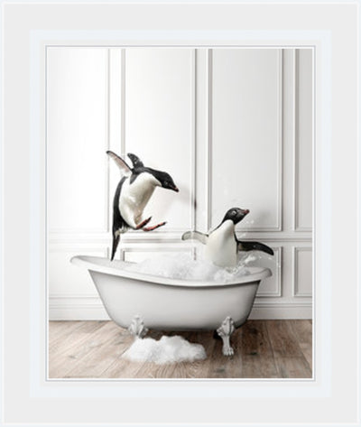 Framed Art on Glass - Bathroom Animals Collection - Champagne Scoup Frame ** CLICK & COLLECT ONLY**