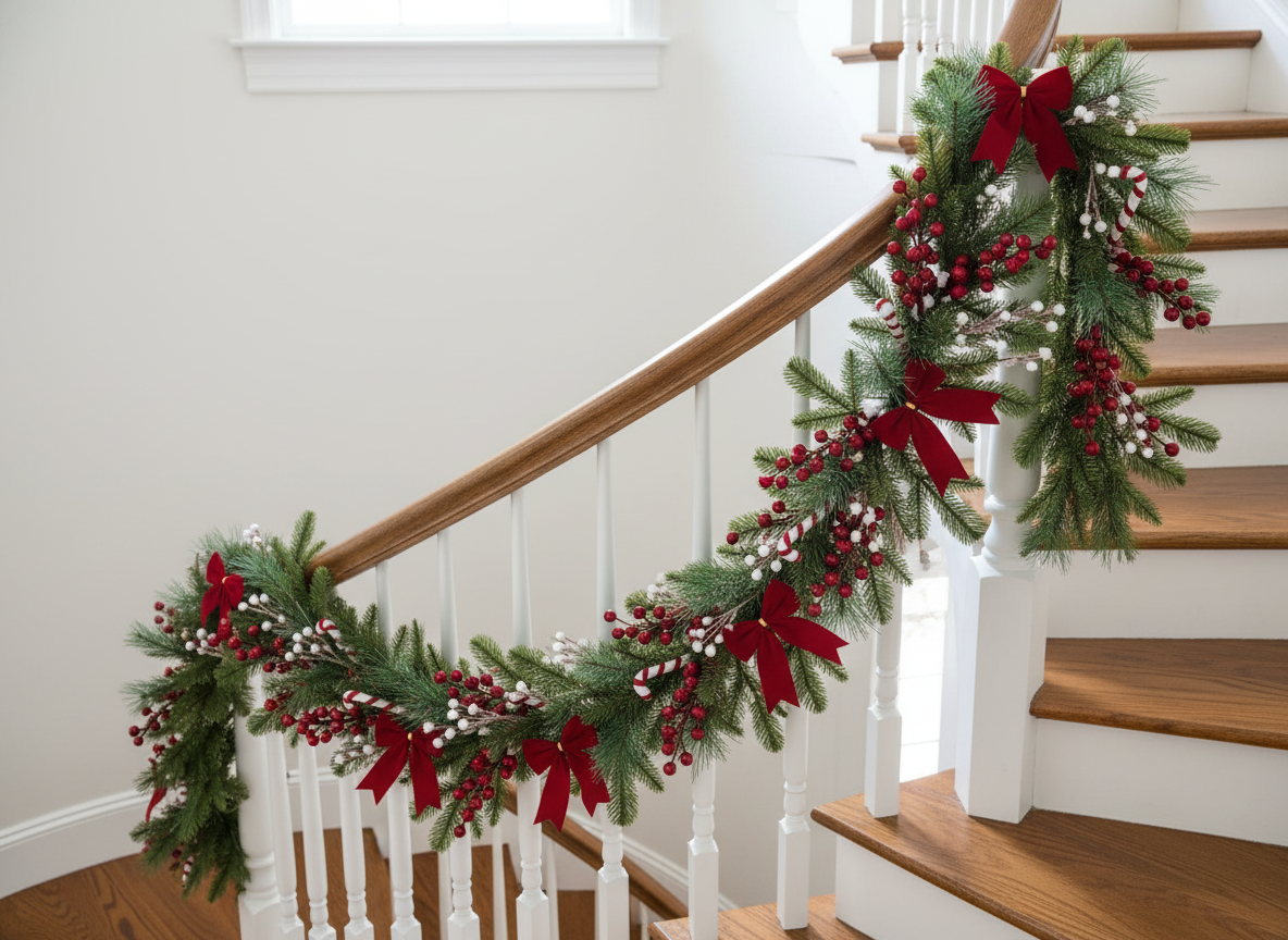 Christmas Floristry Pick - Red Candy Cane & Berry
