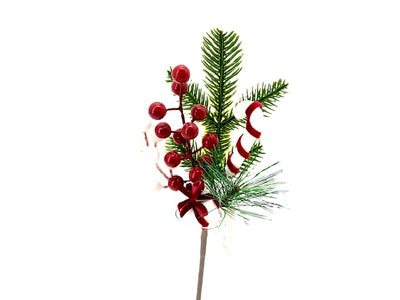 Christmas Floristry Pick - Red Candy Cane & Berry