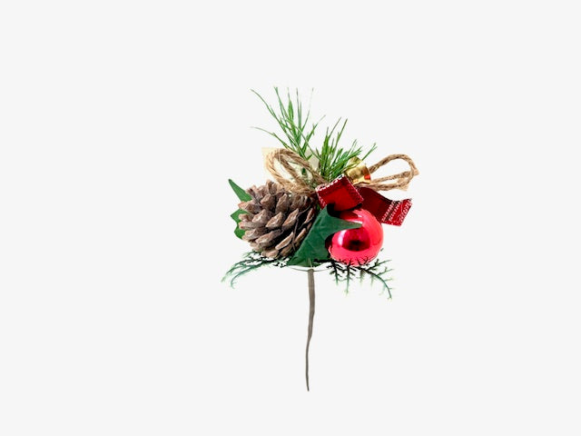 Christmas Floristry Pick - Red Ball & Pinecone