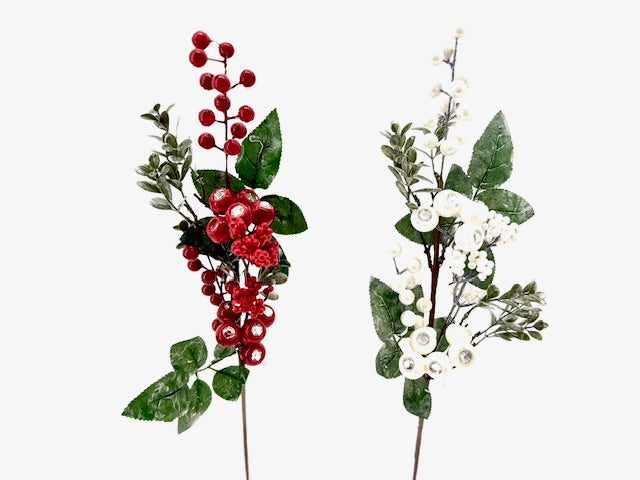 Christmas Floristry Stem - Red/White Berry Spray