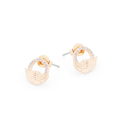 Tipperary Crystal Earrings - Angel Wings Collection -  Circle Cystal & Gold